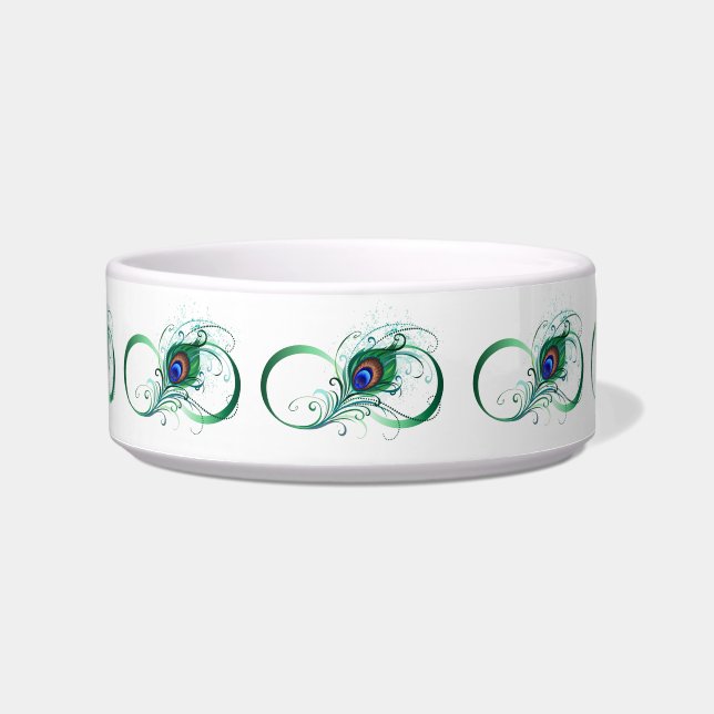 Infiniteitssymbool met Peacockdoether Voerbakje (Voorkant)