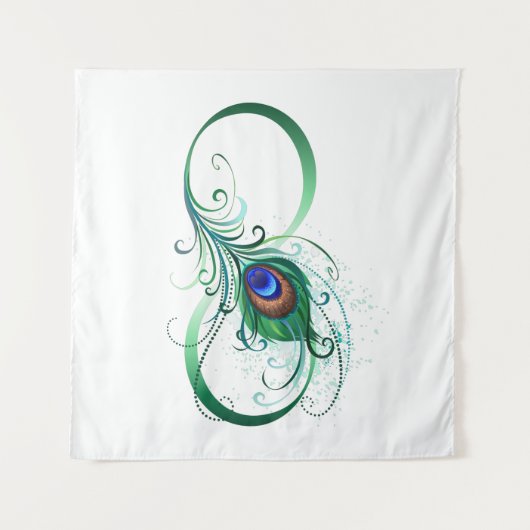 Infiniteitssymbool met Peacockdoether Wandkleed (Voorkant (horizontaal))