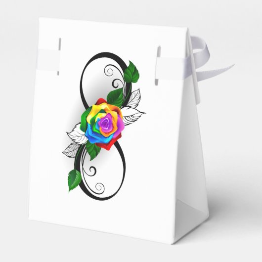 Infiniteitssymbool met regenboogRoos Bedankdoosjes (Achterkant)