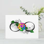 Infiniteitssymbool met regenboogRoos Bedankkaart (Staand voorkant)