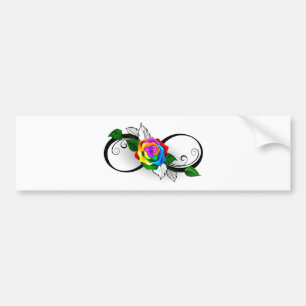 Infiniteitssymbool met regenboogRoos Bumpersticker