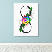 Infiniteitssymbool met regenboogRoos Canvas Afdruk (Insitu (Houten vloer))