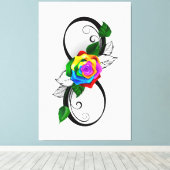 Infiniteitssymbool met regenboogRoos Canvas Afdruk (Insitu (Houten vloer))