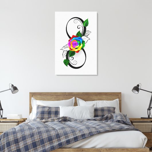 Infiniteitssymbool met regenboogRoos Canvas Afdruk (Insitu (Slaapkamer))