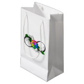 Infiniteitssymbool met regenboogRoos Klein Cadeauzakje (Voorkant Gekanteld)