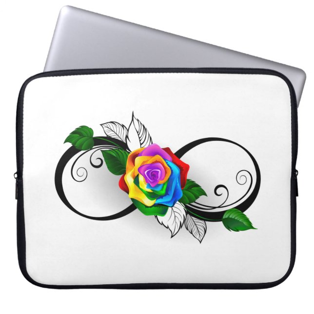 Infiniteitssymbool met regenboogRoos Laptop Sleeve (Voorkant)