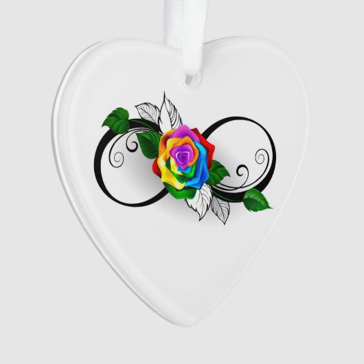 Infiniteitssymbool met regenboogRoos Ornament (voorkant)