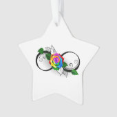 Infiniteitssymbool met regenboogRoos Ornament (voorkant)