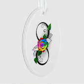 Infiniteitssymbool met regenboogRoos Ornament (voorkant)