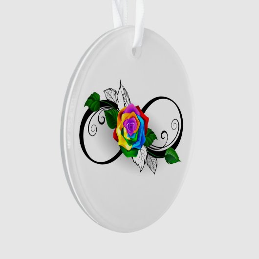 Infiniteitssymbool met regenboogRoos Ornament (voorkant)