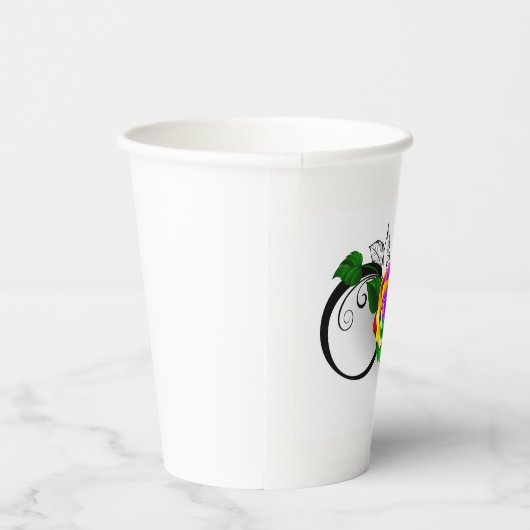 Infiniteitssymbool met regenboogRoos Papieren Bekers (Rechts)