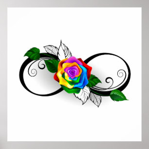 Infiniteitssymbool met regenboogRoos Poster