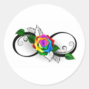 Infiniteitssymbool met regenboogRoos Ronde Sticker