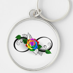 Infiniteitssymbool met regenboogRoos Sleutelhanger