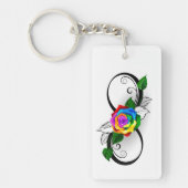 Infiniteitssymbool met regenboogRoos Sleutelhanger (Voorkant)
