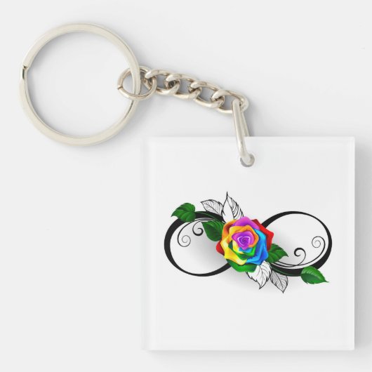 Infiniteitssymbool met regenboogRoos Sleutelhanger (voorkant)