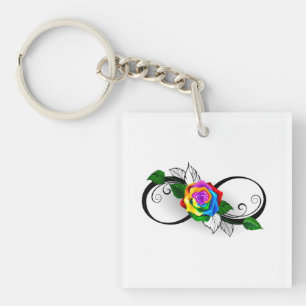 Infiniteitssymbool met regenboogRoos Sleutelhanger