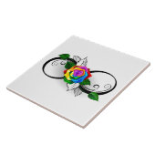 Infiniteitssymbool met regenboogRoos Tegeltje (Zijkant)