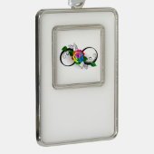 Infiniteitssymbool met regenboogRoos Verzilverd Kader Ornament (Rechts)