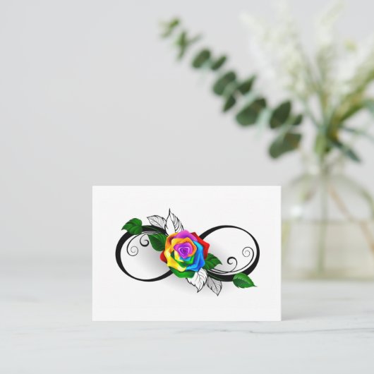 Infiniteitssymbool met regenboogRoos Visitekaartje (Staand voorkant)
