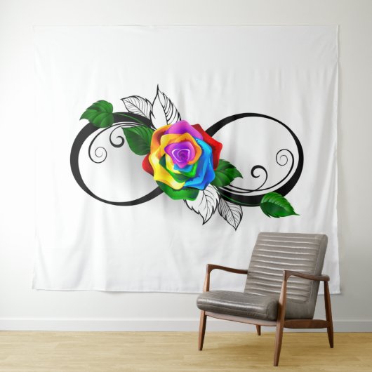 Infiniteitssymbool met regenboogRoos Wandkleed (In Situ (horizontaal))