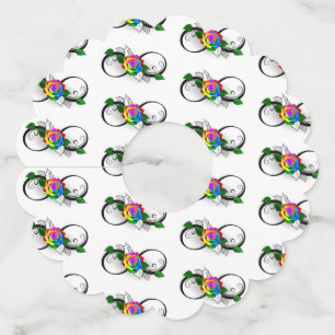 Infiniteitssymbool met regenboogRoos Wijnglaslabel