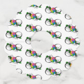 Infiniteitssymbool met regenboogRoos Wijnglaslabel (Achterkant)