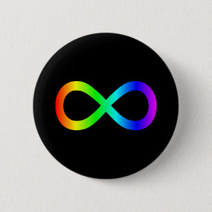 Infiniteitssymbool regenboog ronde button 5,7 cm
