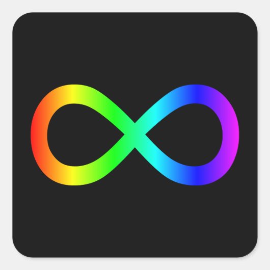 Infiniteitssymbool regenboog vierkante sticker (Voorkant)