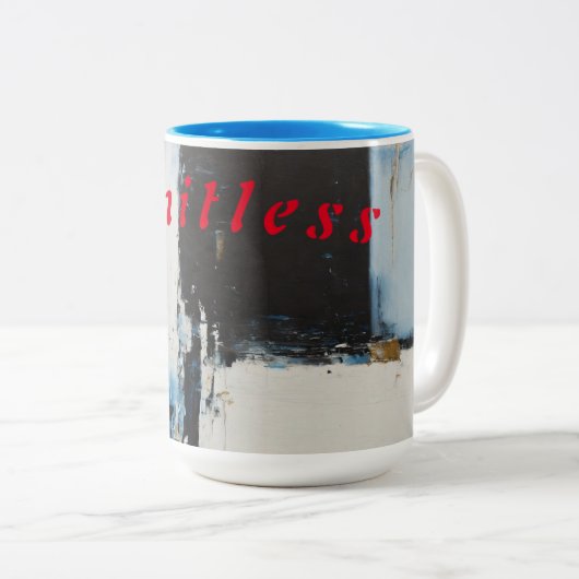 "Infinity Fusion: tweekleurige Mok met Abstract bl (Voorkant rechts)