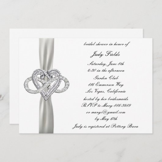 Infinity Heart Bruids Douche Uitnodiging (Voorkant / Achterkant)