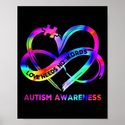 Infinity Heart Love Autism Awareness Neemt No Word Poster (Voorkant)