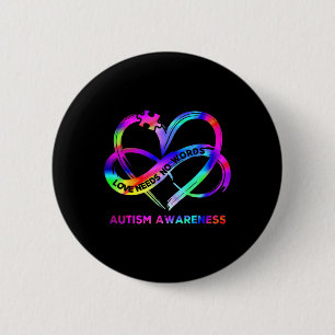 Infinity Heart Love Autism Awareness Neemt No Word Ronde Button 5,7 Cm