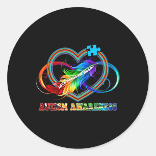 Infinity Heart Love Autism Awareness Neemt No Word Ronde Sticker