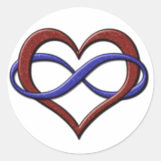 Infinity Heart Symbol Polyamory Pride Flag Colors Ronde Sticker