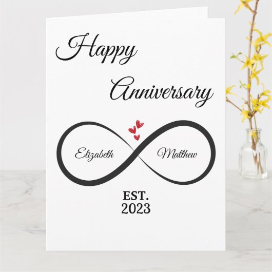 Infinity-jubileumkaart | Naam & Jaar Kaart (Gele Bloem)