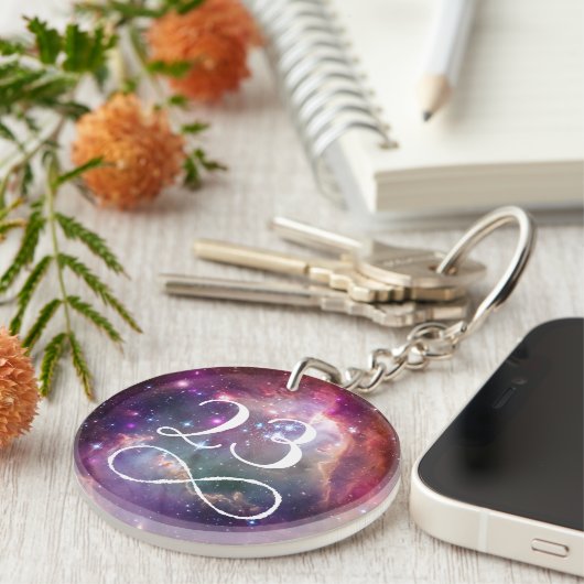 Infinity loop en galaxy space hipster monogram sleutelhanger (Voorkant Rechts)