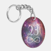 Infinity loop en galaxy space hipster monogram sleutelhanger (Voorkant Links)