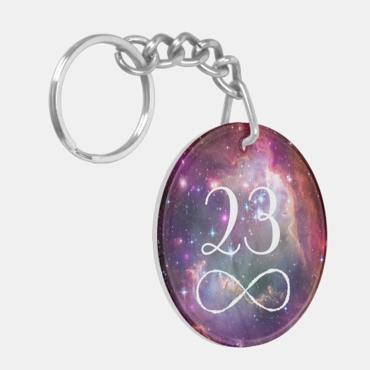 Infinity loop en galaxy space hipster monogram sleutelhanger (Voorkant Links)