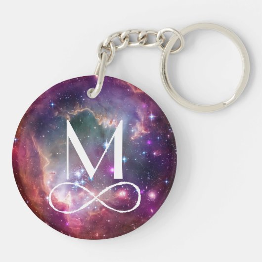 Infinity loop en galaxy space hipster monogram sleutelhanger (Achterkant)