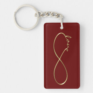 Infinity Love Lemniscate gold + je backgr. Sleutelhanger