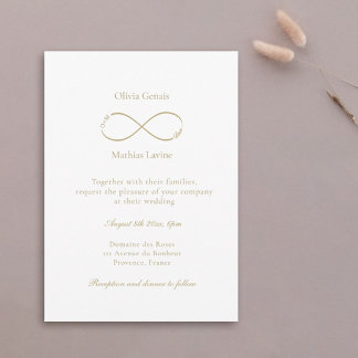Infinity Love Monogram Elegant White Wedding Kaart