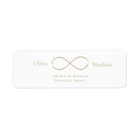 Infinity Love Monogram Étiquette de adresse Mariag (Devant)