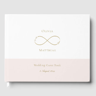 Infinity Love Monogram White Blush Elegant Wedding Gastenboek