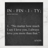 INFINITY Love you more Definition WINE LABEL Wijn Etiket (Enkel label)