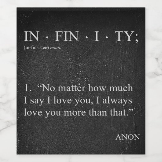 INFINITY Love you more Definition WINE LABEL Wijn Etiket (Enkel label)