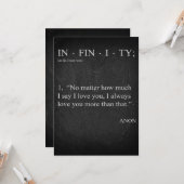INFINITY Love you more Dictionary Definition CARD Kaart (Voorkant / Achterkant in situ)