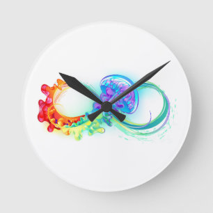 Infinity met regenboogkwal ronde klok