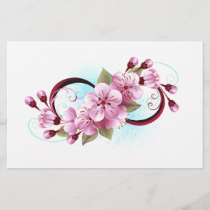 Infinity met Sakura Blossom Flowers Briefpapier