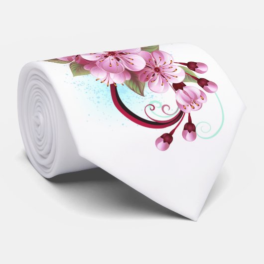 Infinity met Sakura Blossom Flowers Stropdas (Opgerold)